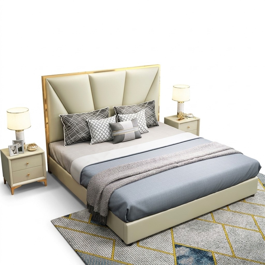 Bett Holz Betten Luxus Hotel Doppelbett Klassisches Bettgestell Landhaus 180x200.