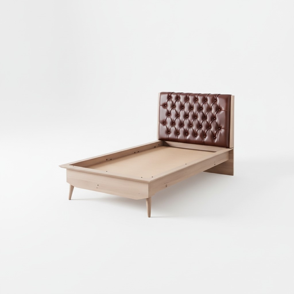 Bett Loft Holz Chesterfield 100x200cm Bettrahmen Gepolstertes Kopfteil