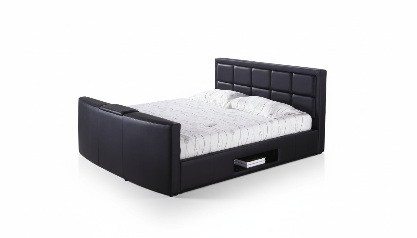 Bett mit Lift Fernseh Halterung Schlafzimmer Betten Polster Doppel Hebesystem