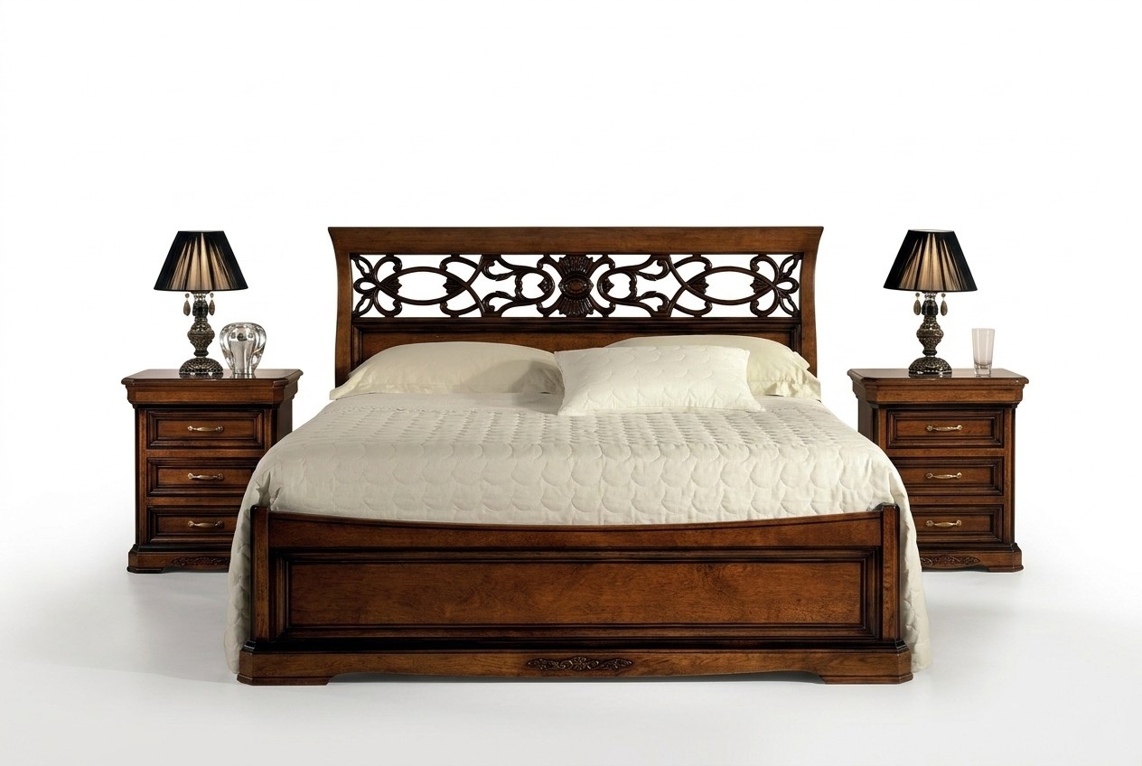 Holzbett Schlafzimmermöbel Doppelbett Designbett Vaccari cav giovanni Neu