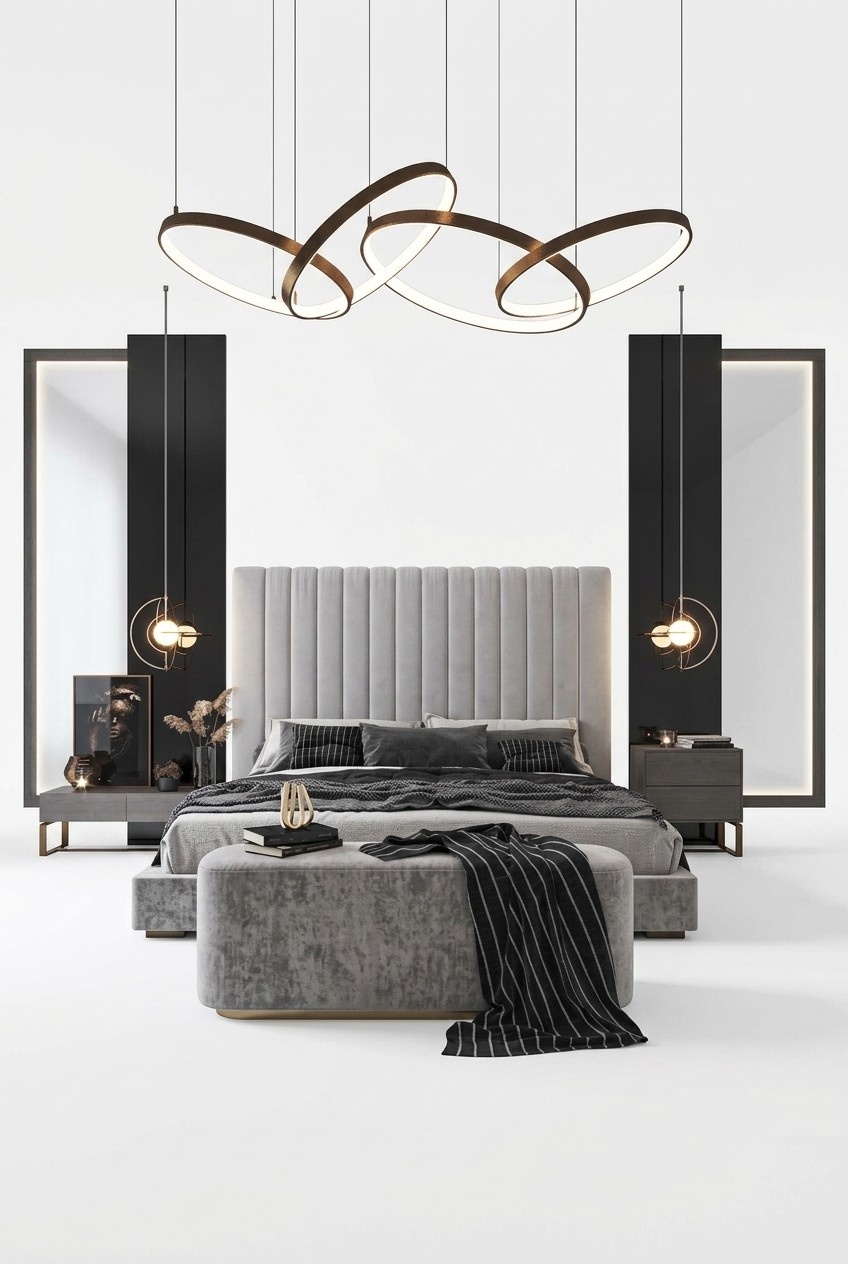 Bett Möbel Grau Schlafzimmer Möbel Design Betten Luxus Möbel Modern Holz