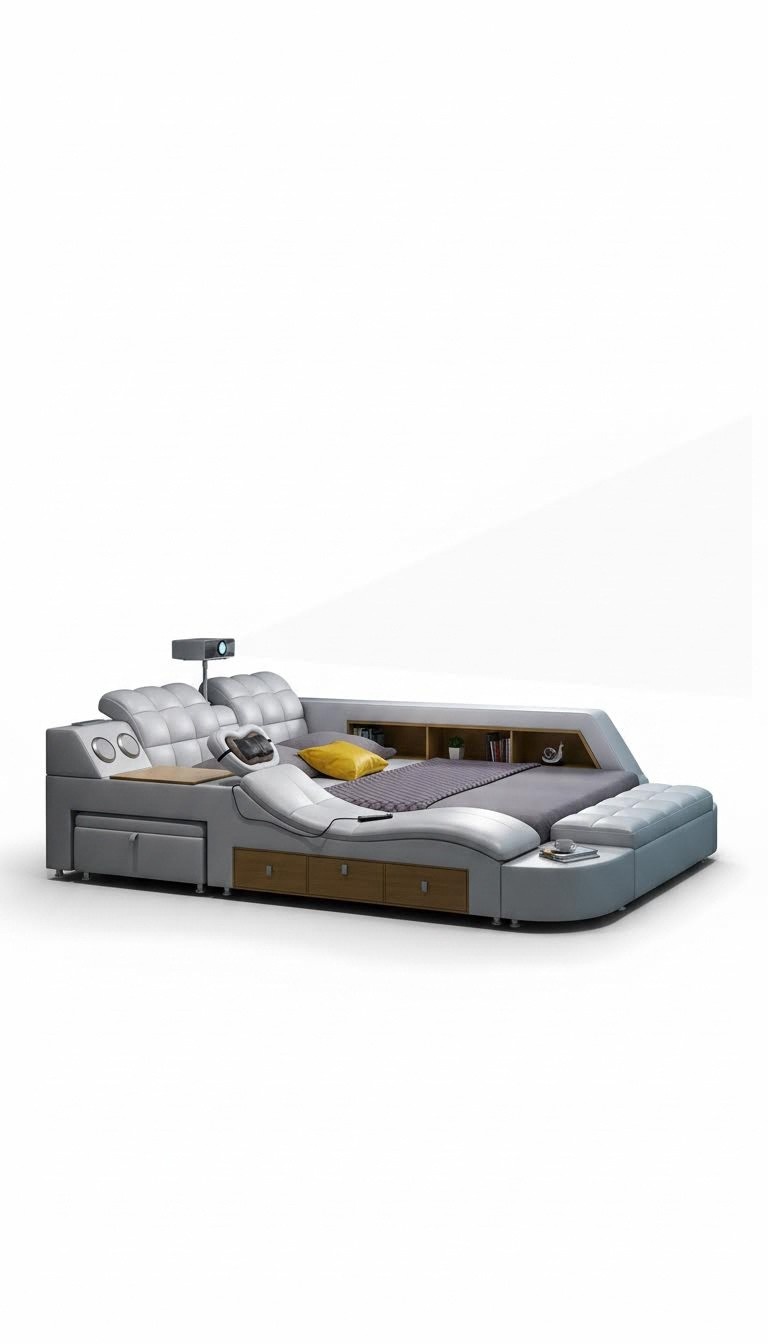 Bett Multifunktion Betten tv beamer usb led Massage Funktion Hotel Luxus Möbel
