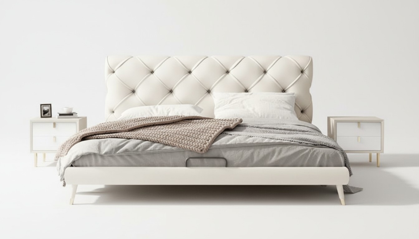 Bett Nachttisch 3 tlg. Schlafzimmer Set Design Modern Luxus Betten Beige