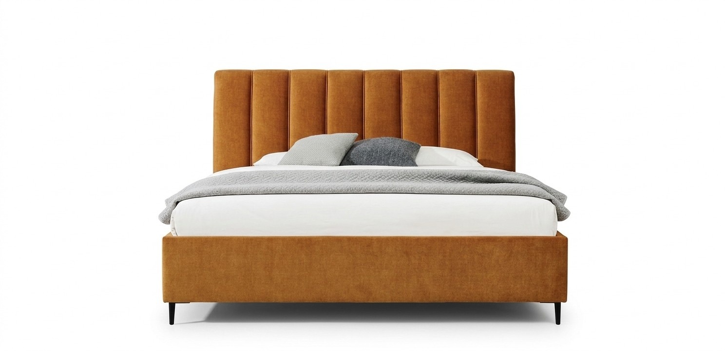 Bett Orange Schlafzimmer Polster Möbel Textil Moderner Stil Betten