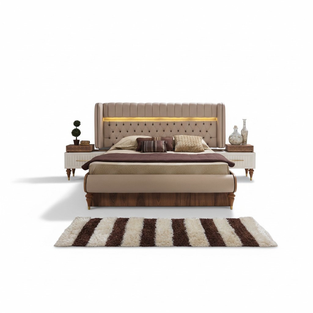 Bett Polster Design Luxus Doppel Hotel Chesterfield Holz Möbel