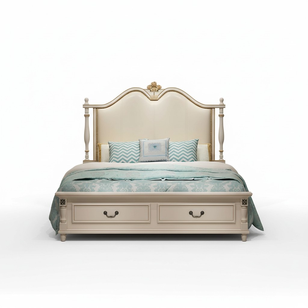 Bett Polster Design Luxus Doppel Hotel Betten Königliches Barock Holz Möbel Neu