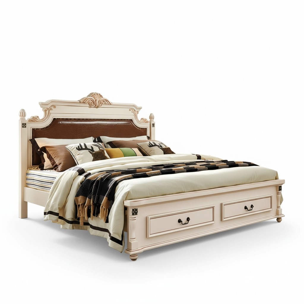 Bett Polster Design Luxus Doppel Hotel Betten Schlafzimmer Barock Holz Möbel Neu