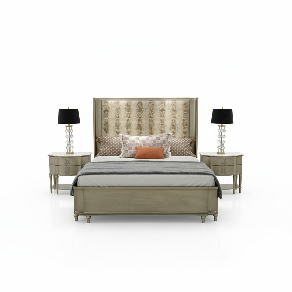 Bett Polster Design Luxus Doppel Betten Schlafzimmer Holz Crocco Stil Design Neu