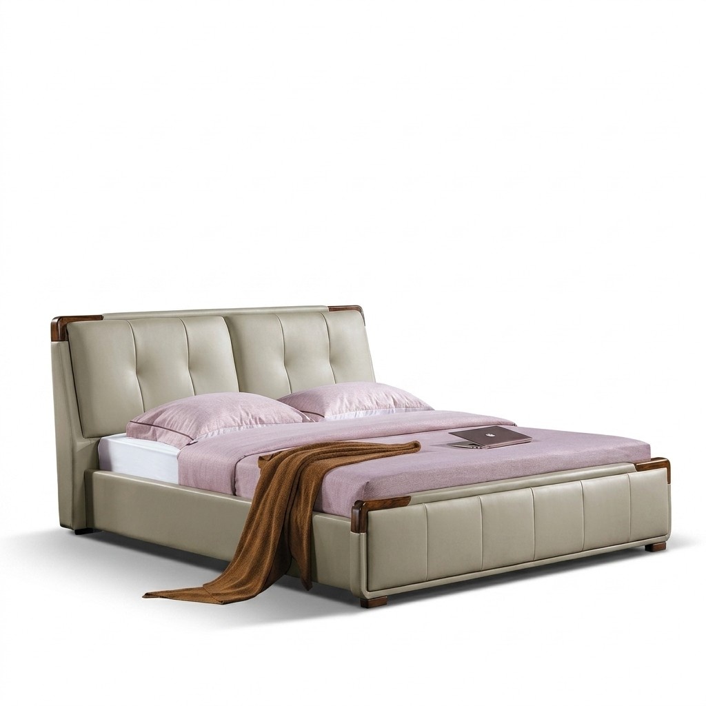 Bett Polster Design Luxus Doppel Hotel Betten Schlaf Zimmer Leder 180x200cm Neu.