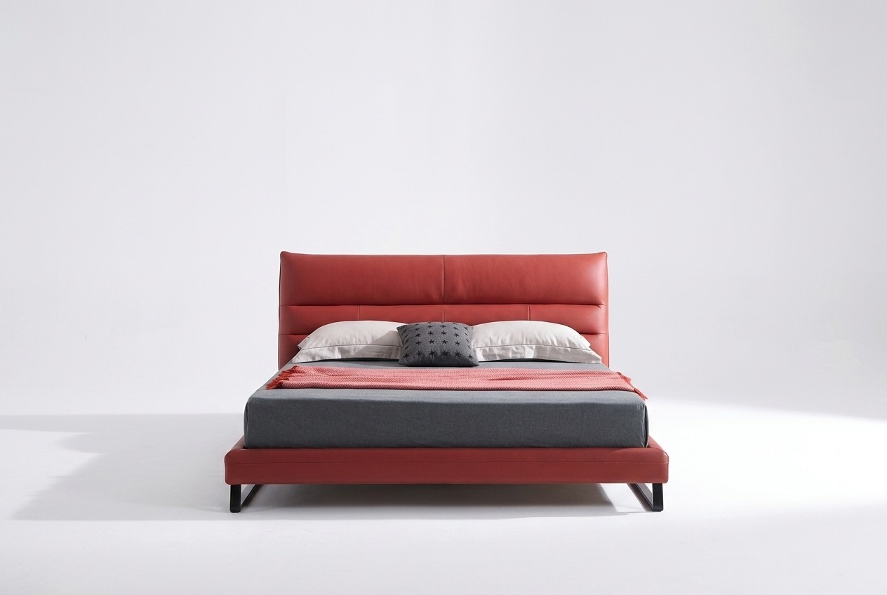 Bett Polster Design Luxus Doppel Hotel Betten Schlaf Zimmer Leder 180x200cm Rot