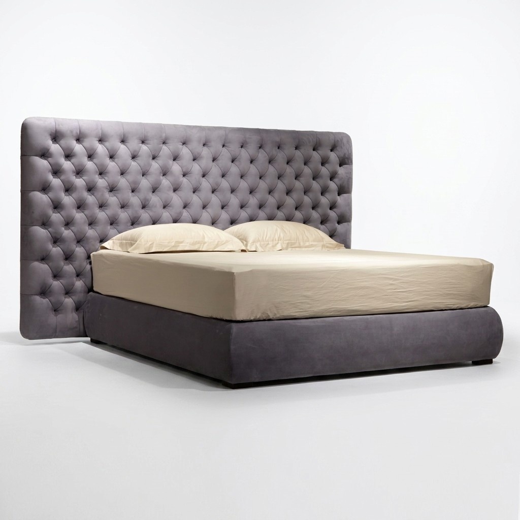 Bett Polster Design Luxus Doppel Hotel Betten Zimmer Chesterfield Grau