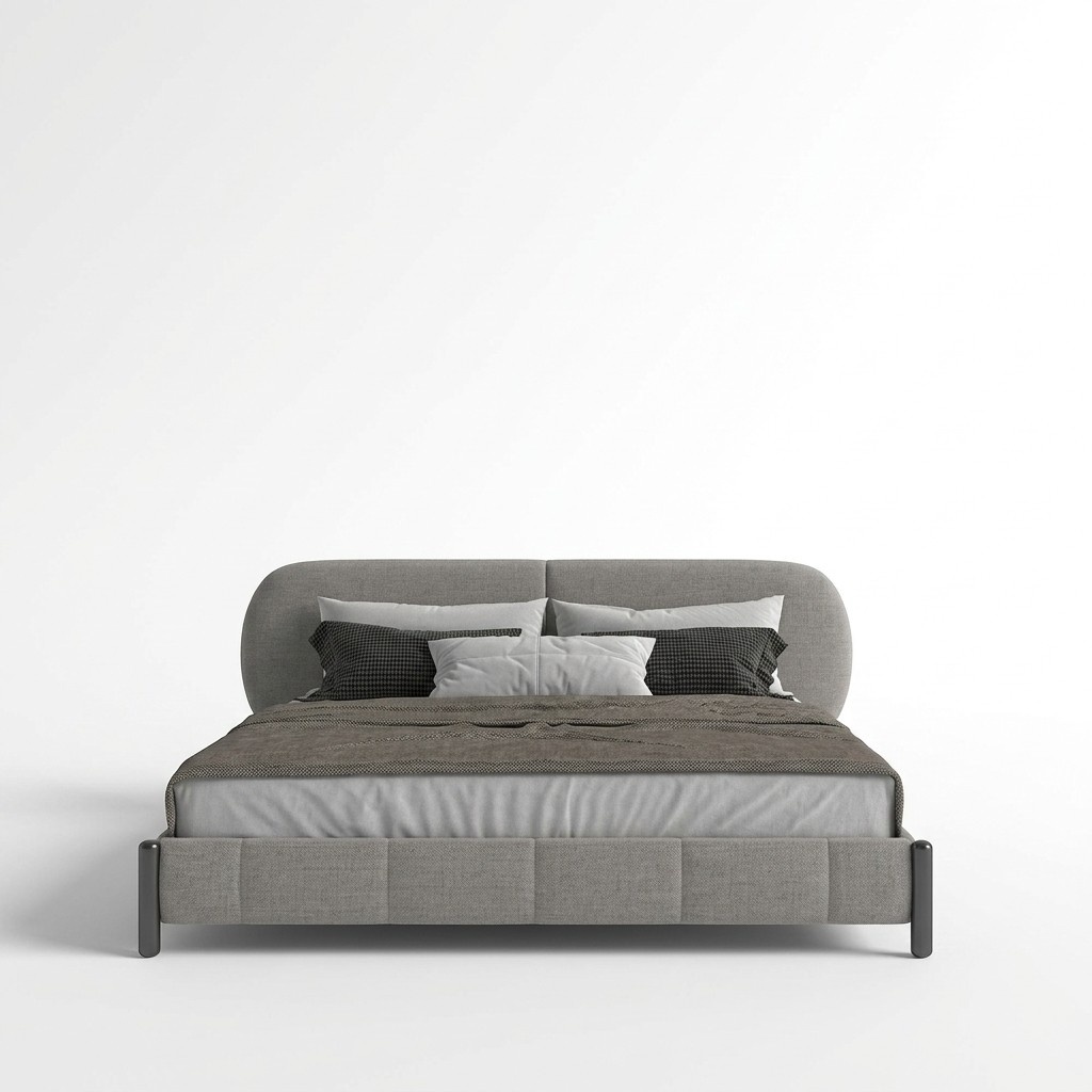 Bett Polsterbett Grau Komfort Schlafen Stilvolles Design Luxusbett Elegant
