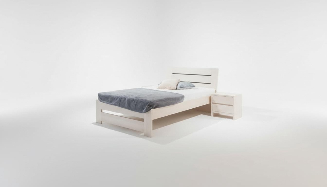 Bett Schlafzimmer Komplett Set Betten mit 2 Nachttische 100x200cm Loft Massiv