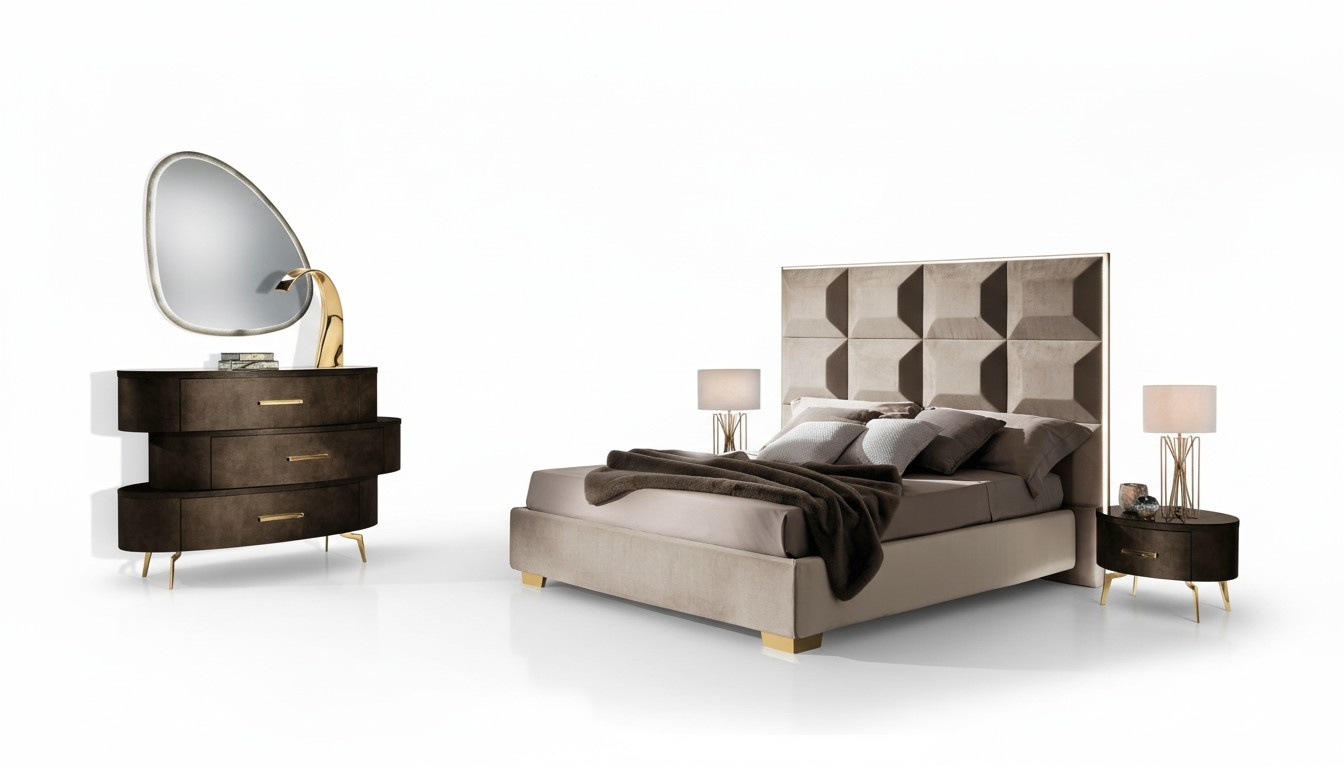 Bett Set Design Klassisch Luxus Betten Nachttisch Kommode 4tlg. Schlafzimmer