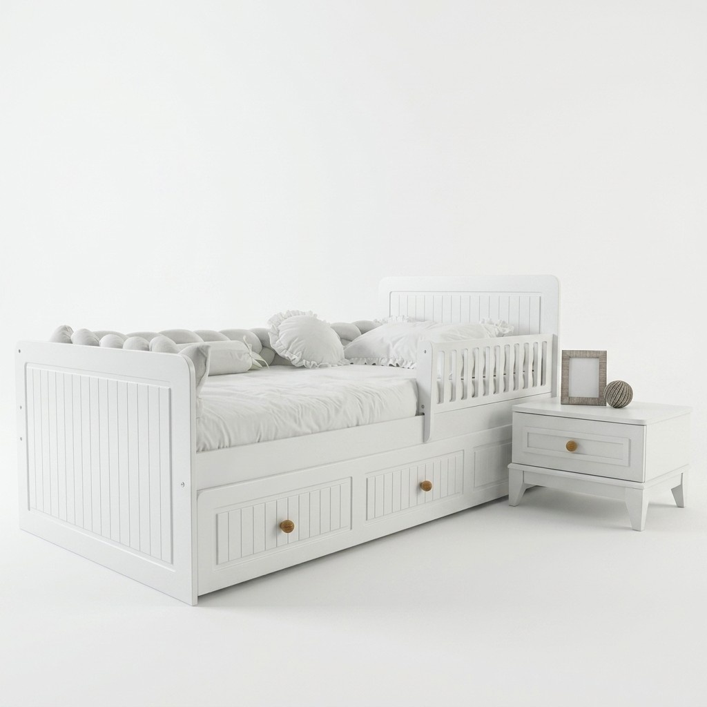 Bett und Nachttisch  stilvolle und praktische Kombination fürs Kinderzimmer