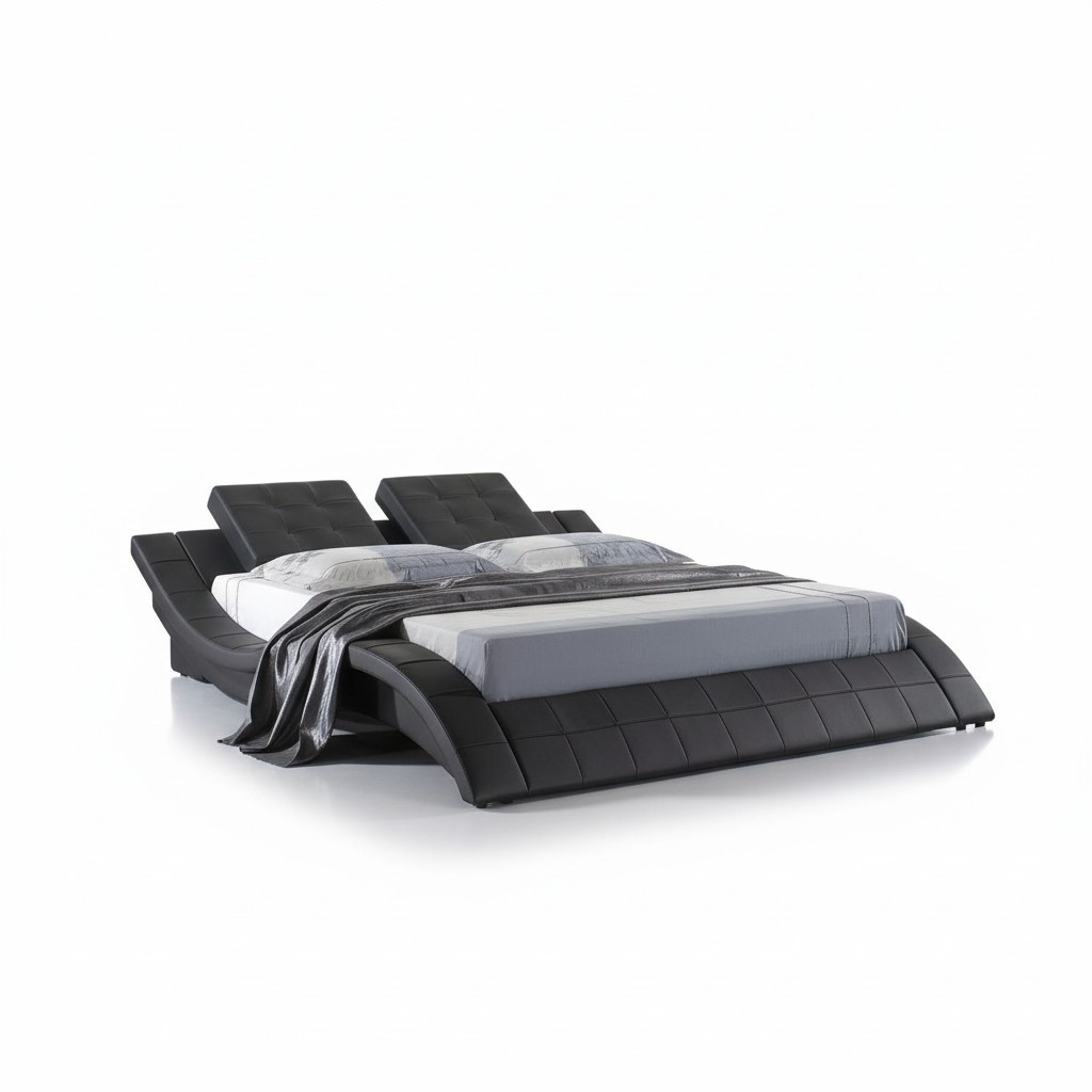 Betten Doppel Schlaf Zimmer Hotel Ehe Modernes Design Bett 180x200 Leder Metall