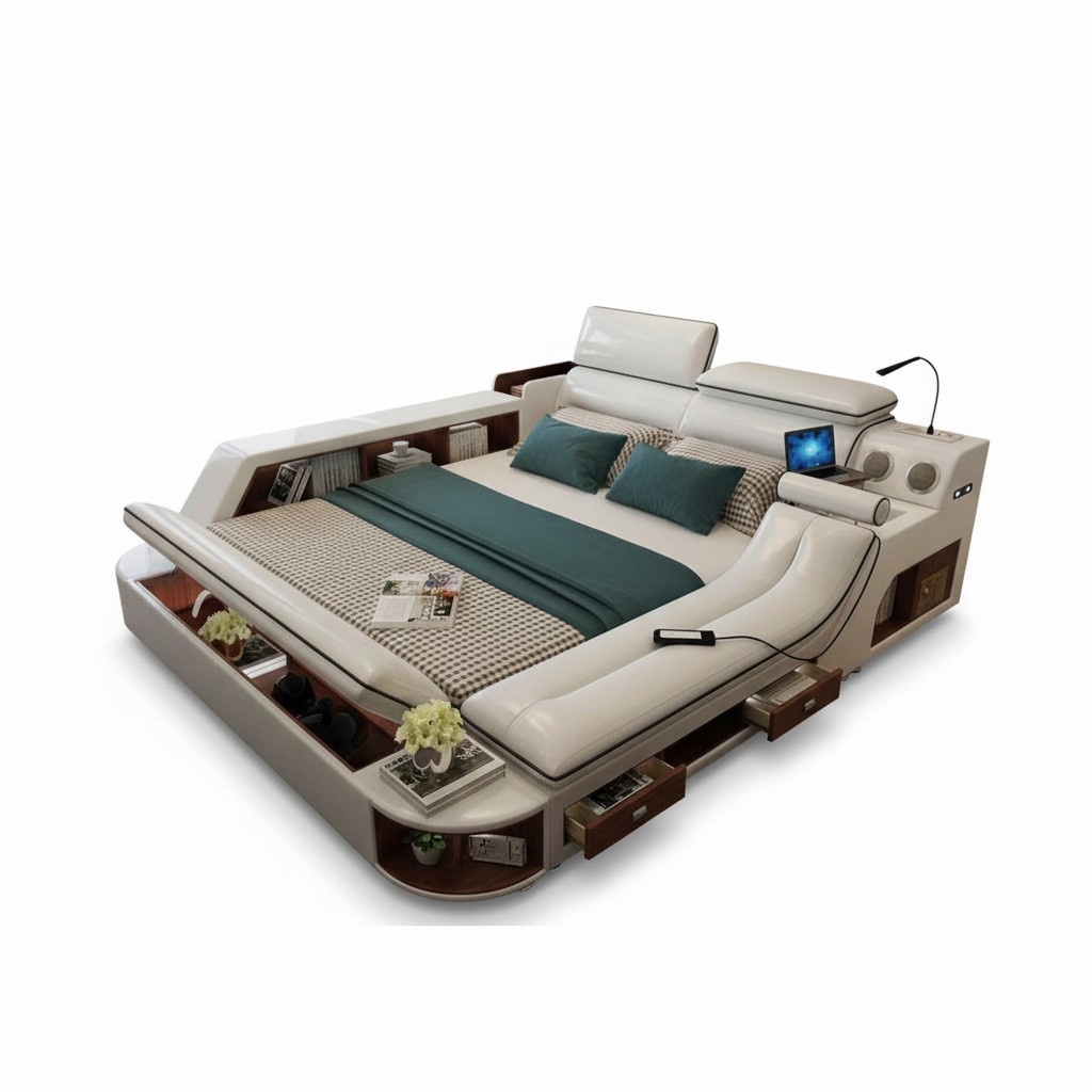 Betten Hotel 180x200cm Multifunktion Regal USB Design Bett xxl Big Leder Polster