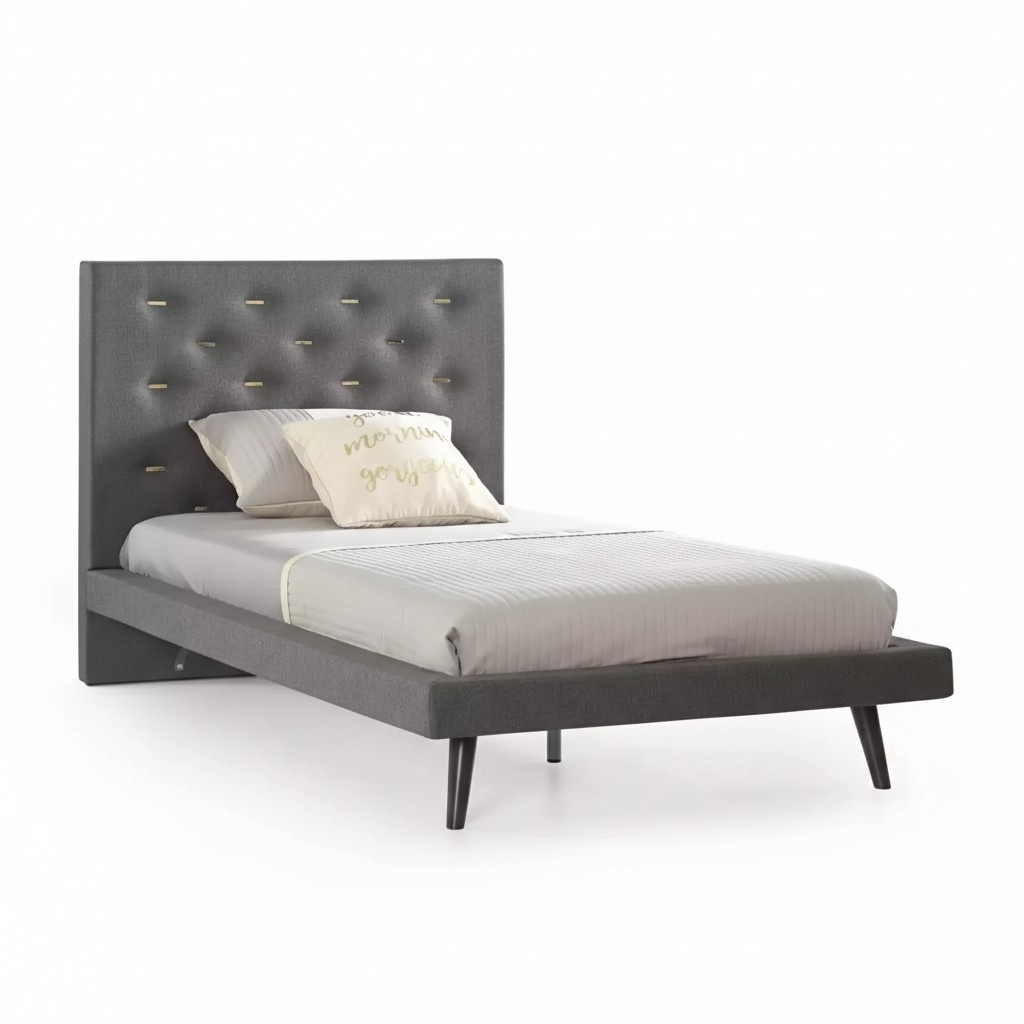 Bettgestelle Bettrahmen Bett 120 cm Kinderbett Jugendbett Stoff Grau