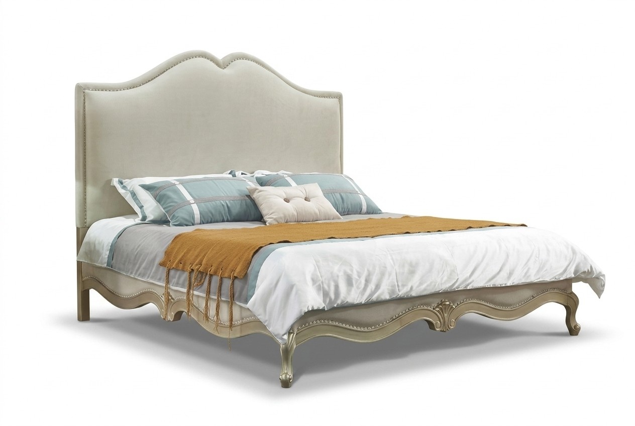 Bettrahmen Doppel Bettgestell Bett Holz Betten Beige Doppelbetten