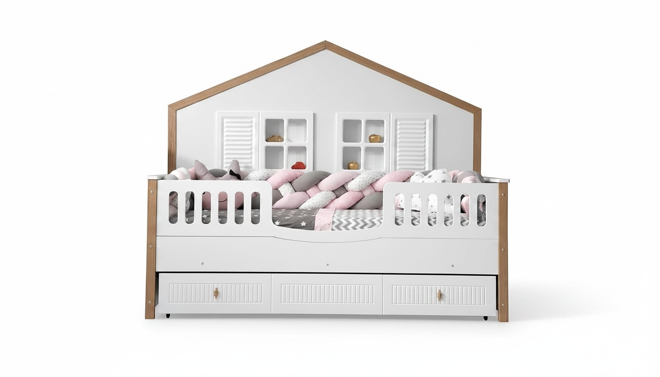 Bettrahmen Kinderbett Bett Kinderzimmer Kinderzimmermöbel Weiße Holz