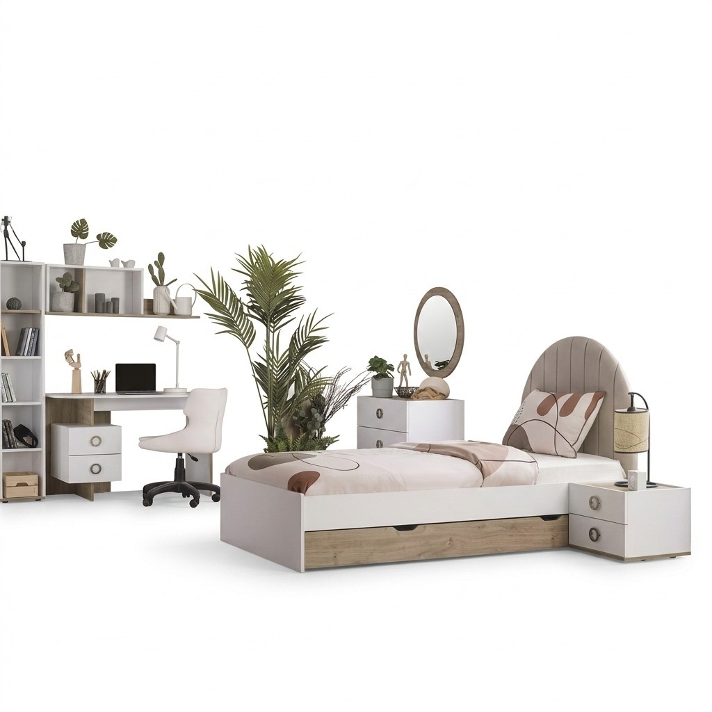 Bettrahmen Kinderbett Kindermöbel Kinderzimmer Bett Holz Weiß Modern1