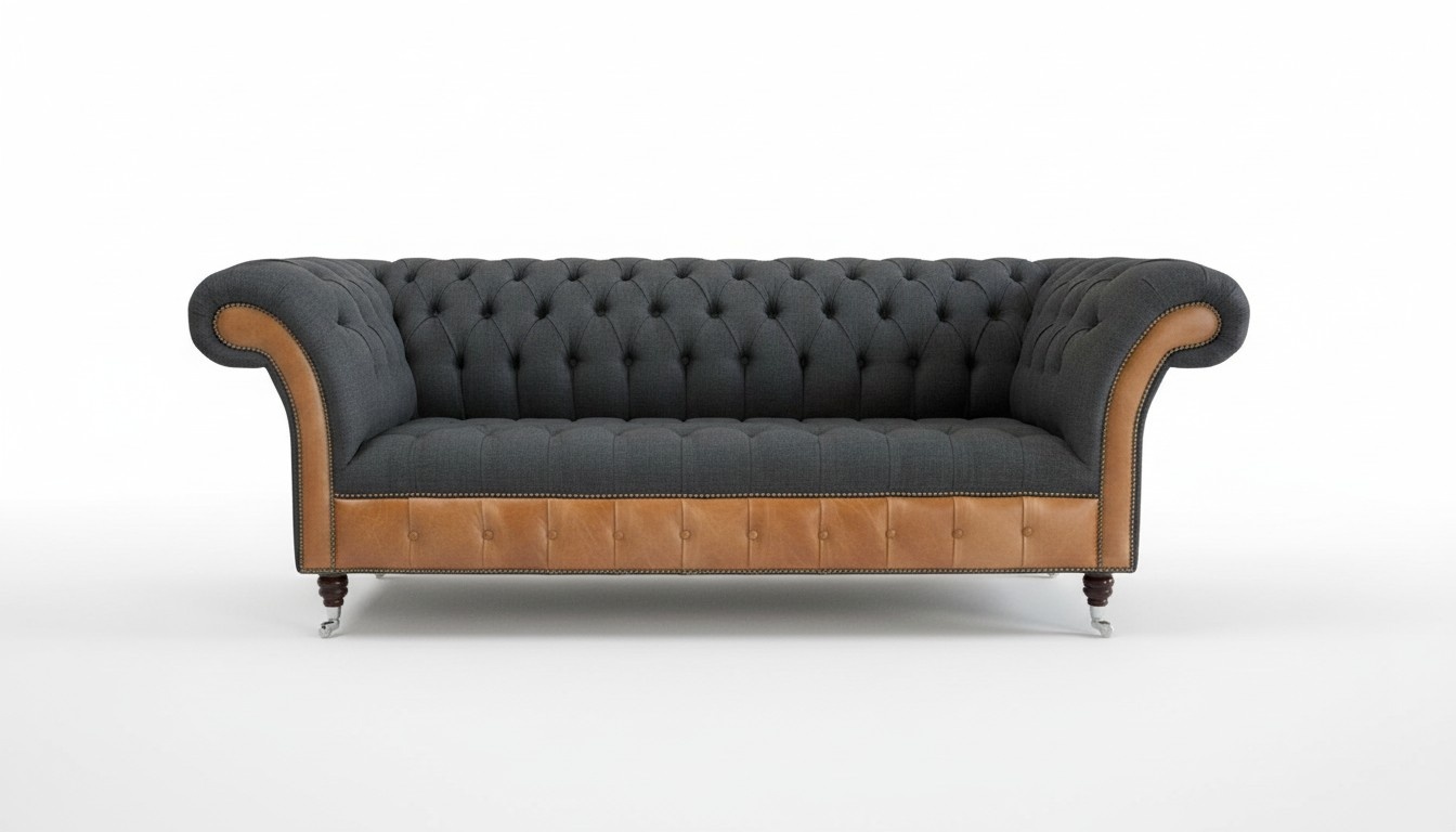 Bi Material Chesterfield Couch 3 Sitzer Sofa Couch Gemisch mit Leder