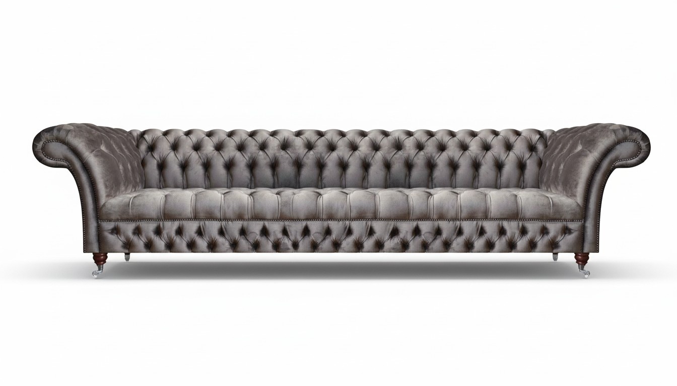 Big Grau Sofa 4 Sitzer Polstermöbel Moderne Viersitzer Couch Chesterfield