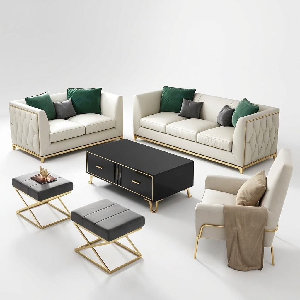 Big Sofa Chesterfield Couch 3 Sitz Polster Couchen XXL Sofas Leder Textil