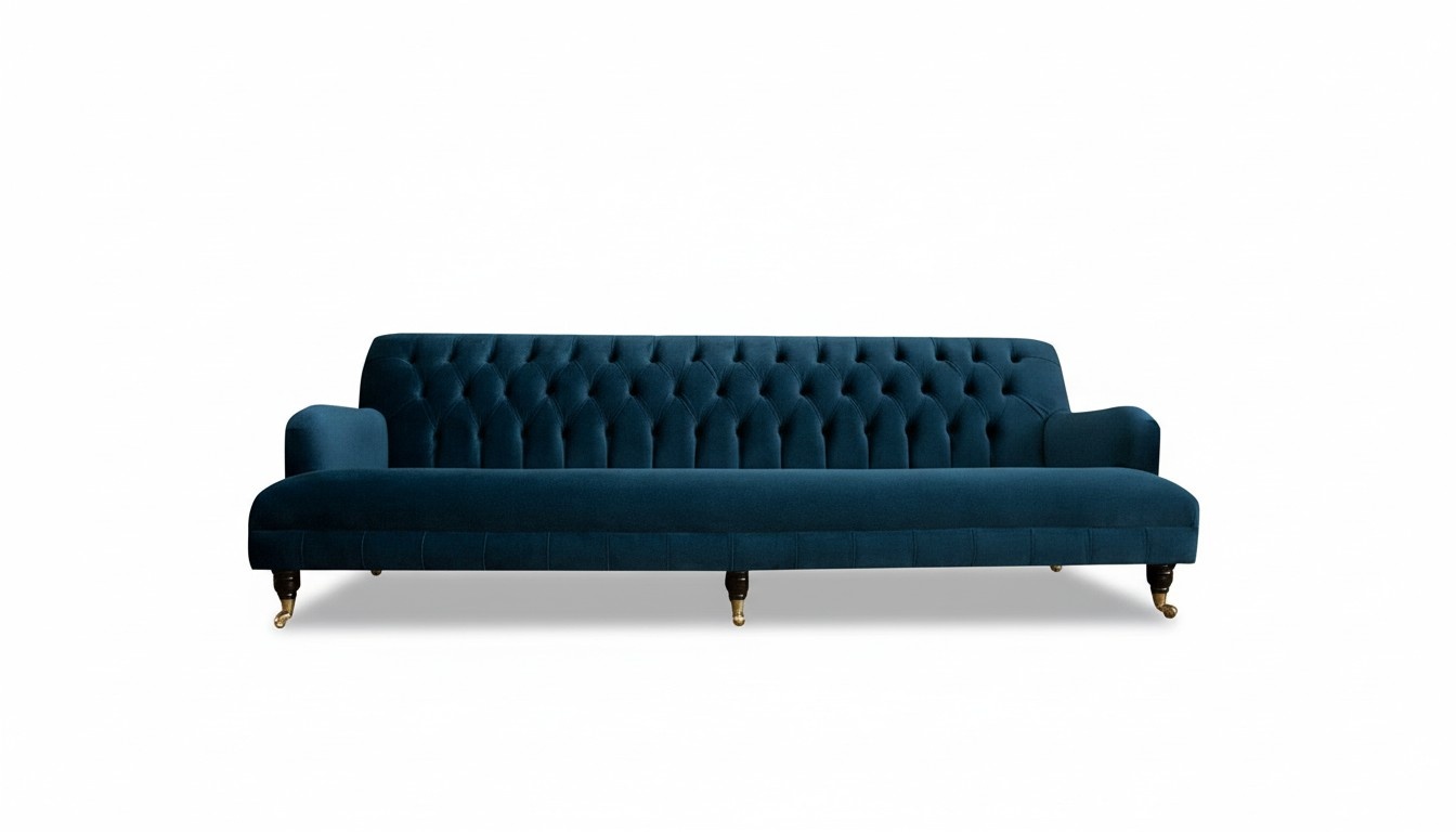 Big Sofa Couch Chesterfield 250cm Polster Sofas 4-er Leder Textil Turkis