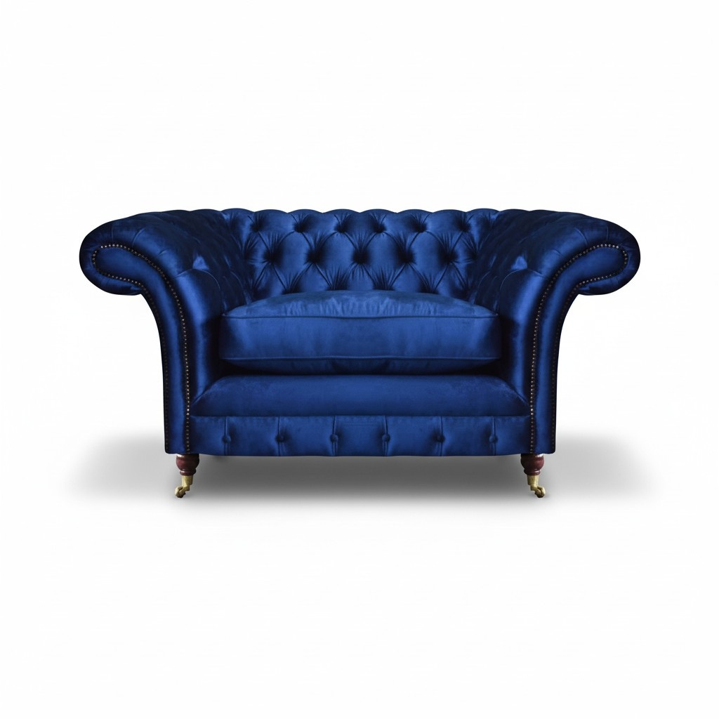 Blau Sessel Modern Chesterfield Sitzmöbel Luxus Wohnzimmer Einrichtung