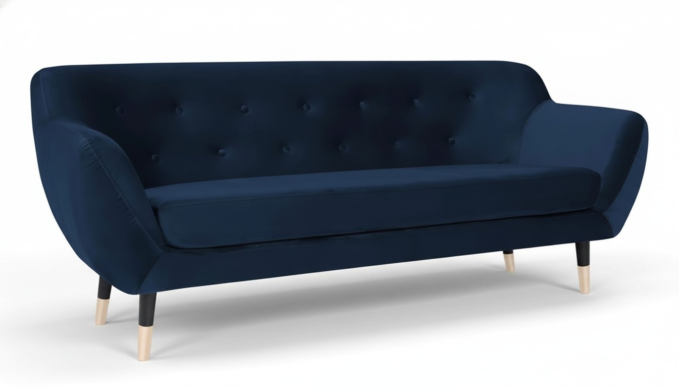 Blau Sofa Stoff Wohnzimmer Design Couchen Polster Sofas Chesterfield Dreisitzer