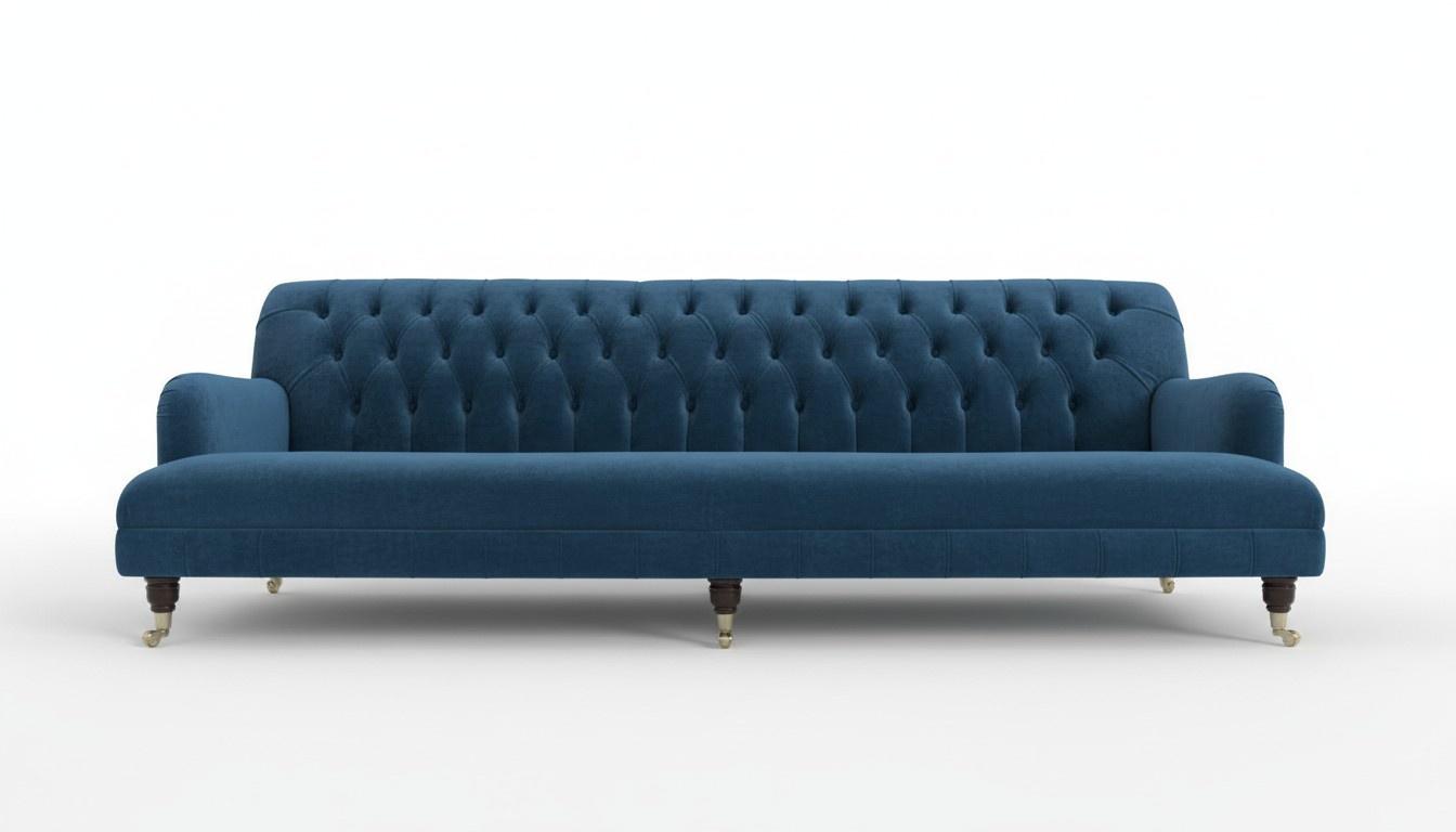 Blaue Chesterfield Couch Textil 4 Sitzer XXL Big Sofa Couchen Big Neu