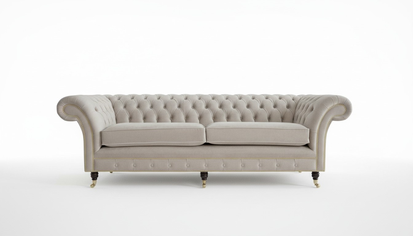 Blaue Chesterfield Couch Textil 4 Sitzer XXL Big Sofa Couchen XXL Neu