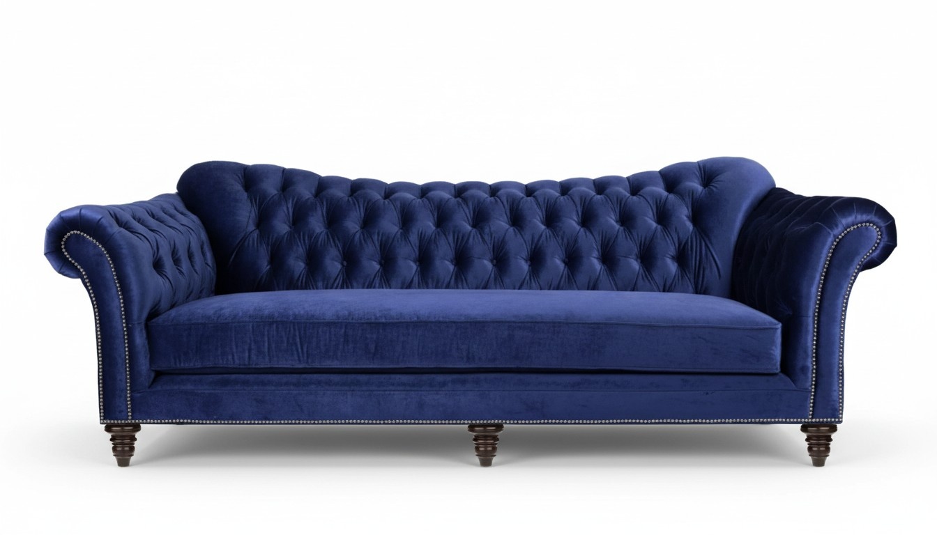 Blaue Chesterfield Wohnzimmer Modern Design Couchen Sofa Designer Möbel Stoff