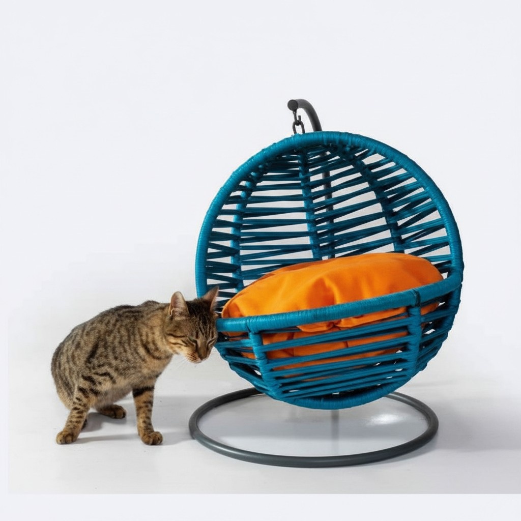 Blaue Rundschaukel Katzenliege Tieren Zubehör Luxus Moderne Möbel