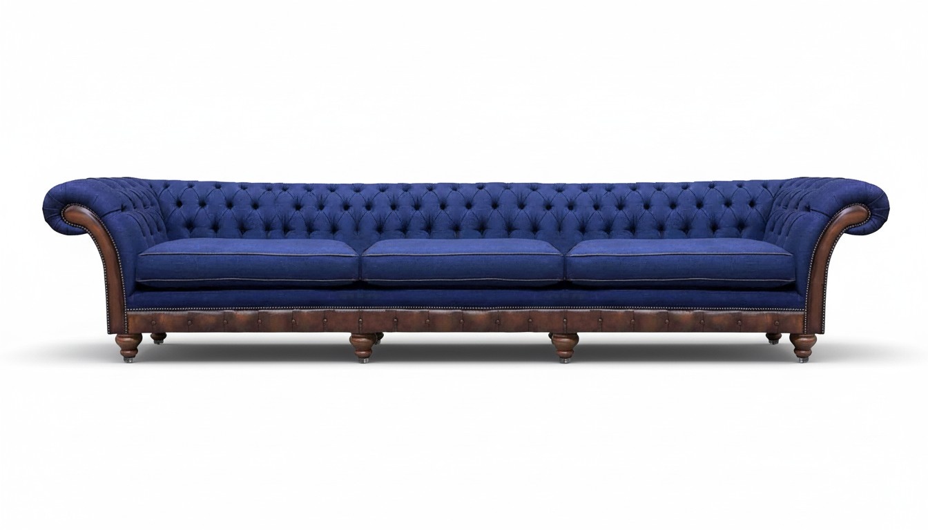 Blaues Chesterfield Wohnzimmer Viersitzer Sofa Exklusive Polstermöbel