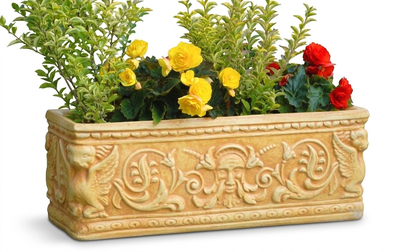 Blumenkorb Blumen Gefäss Garten Terrasse Dekoration Statue Figuren