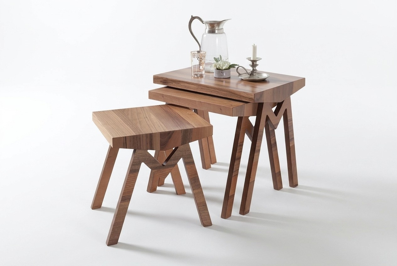 Blumenständer Beistelltische Holztische Tisch Set Beistelltisch Couchtisch 3tlg.