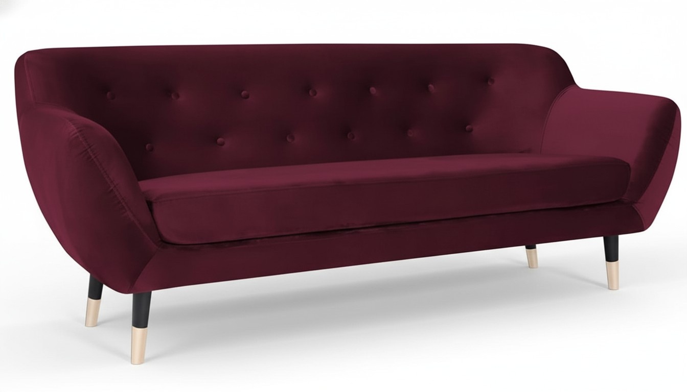 Bordaux Dreisitzer Sofa Stoff Wohnzimmer Design Couch Polster Sofas Chesterfield