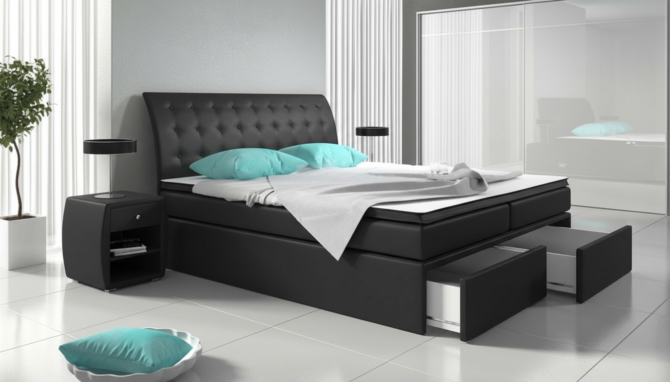 Boxspringbett Betten Bett Polster Kunstleder Designer Hotel Doppel Luxus Design