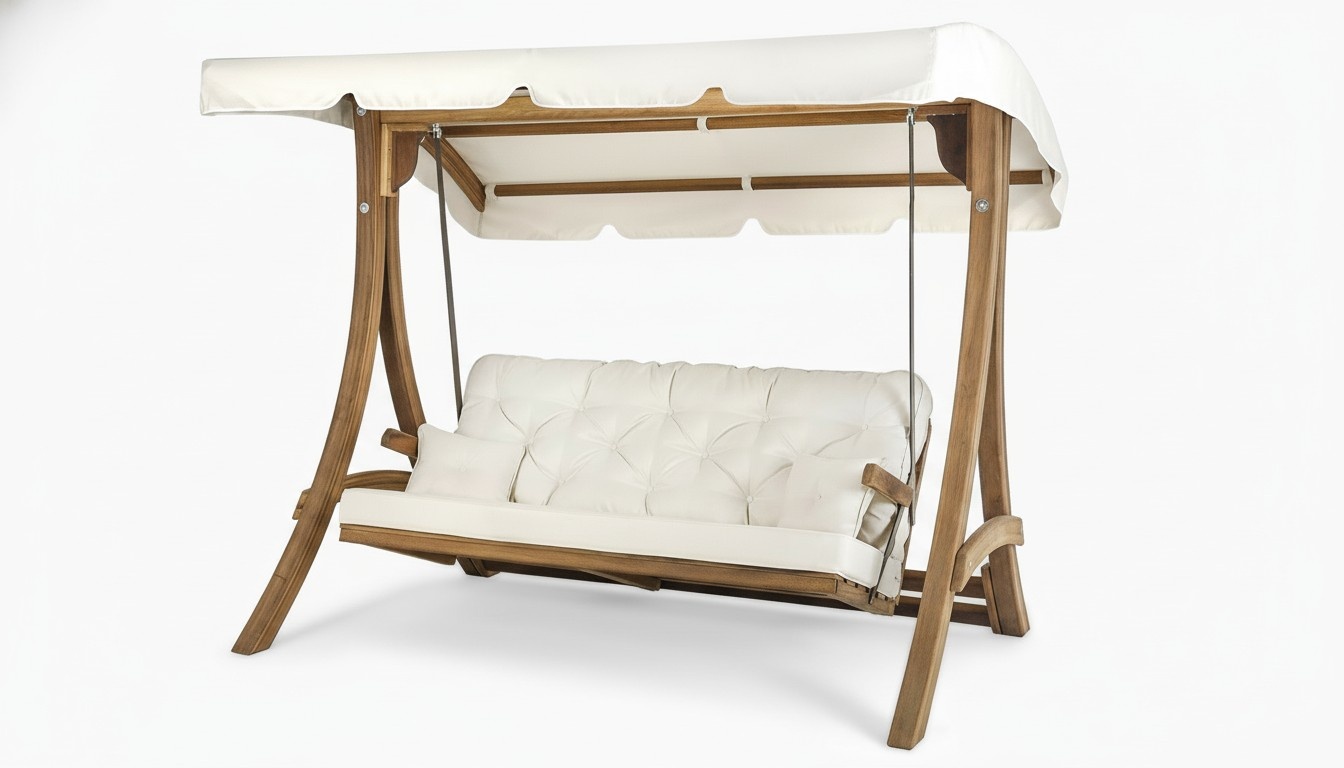 Braun-Beige Gartenschaukel Luxuriöse Schaukel Outdoor Vordach Sitzmöbel