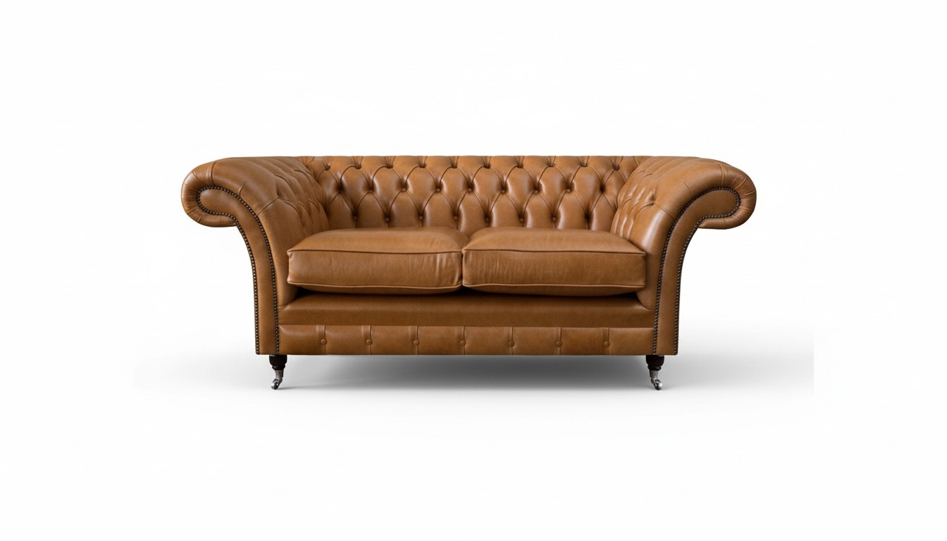 Braun Chesterfield Zweisitzer Sofa Couch Wohnzimmer Luxuriöse Möbel