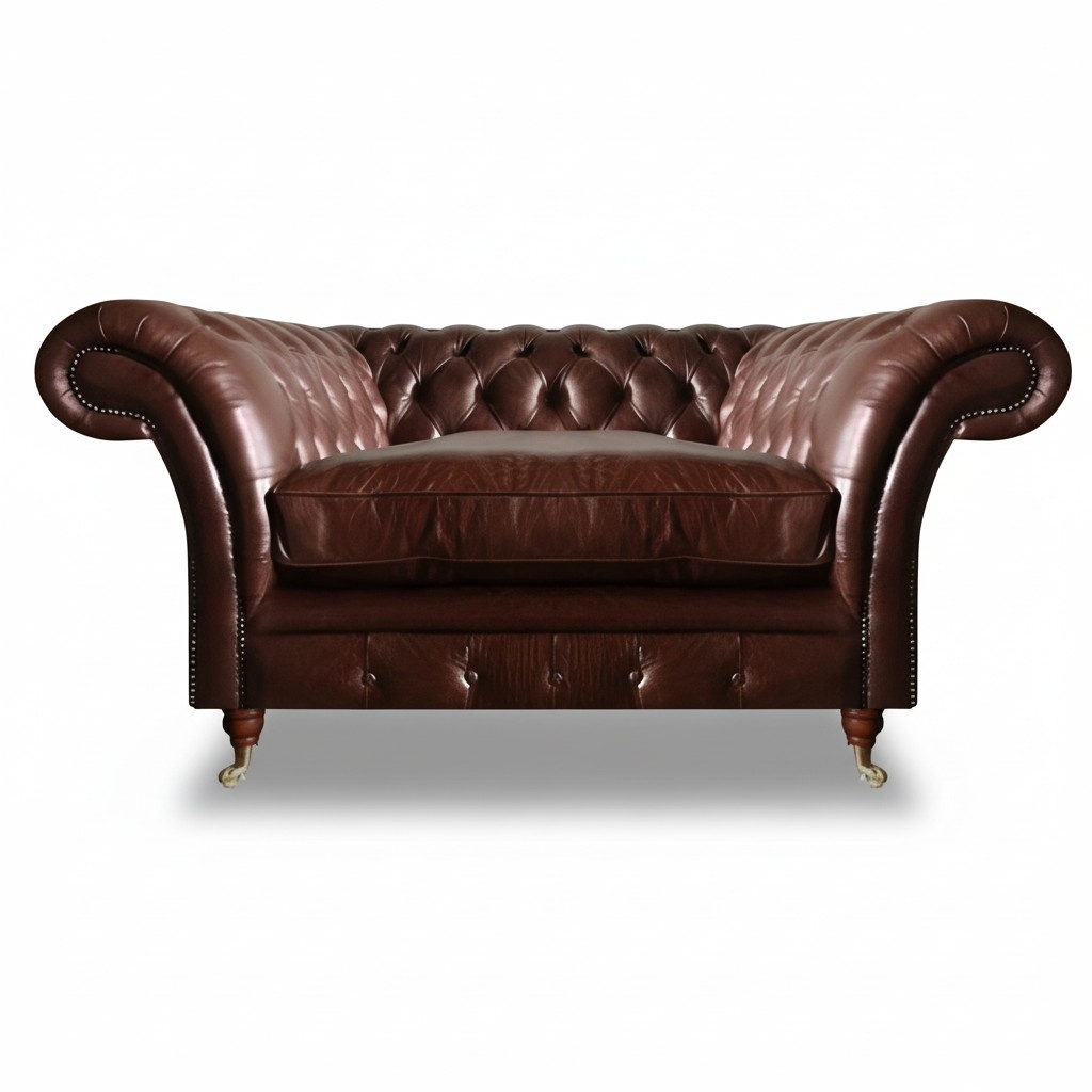 Braun Polstersitz Sessel Wohnzimmer Chesterfield Design Leder Couch