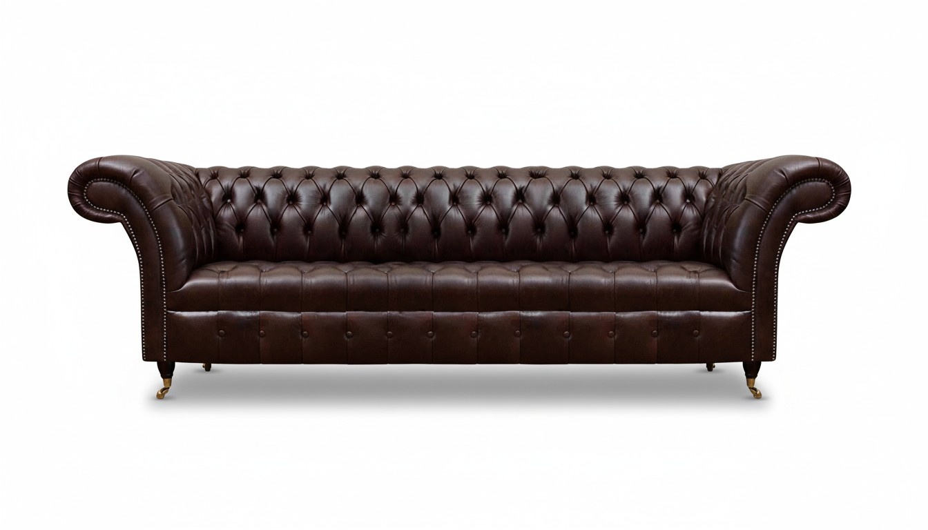 Braune Chesterfield Kunstleder Couch Modernes Sofa Viersitzer Sitzmöbel