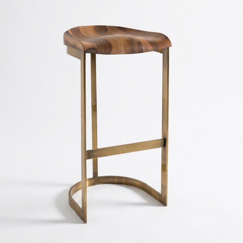 Brauner Holz Barstuhl Elegant Modern Sitzhocker für Wohnzimmer