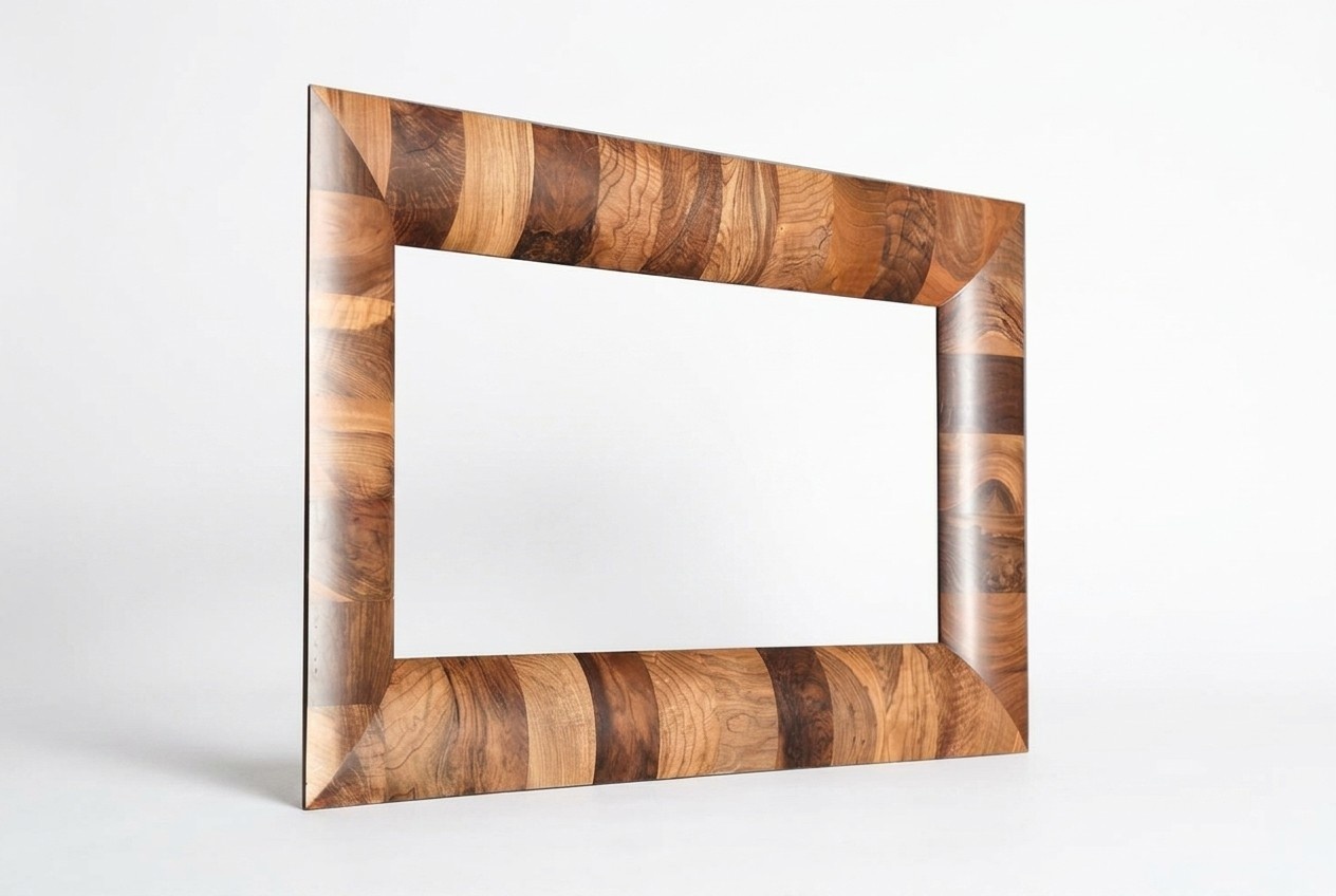 Brauner Holz- und Glasspiegel elegant für Wohnzimmer und Flur
