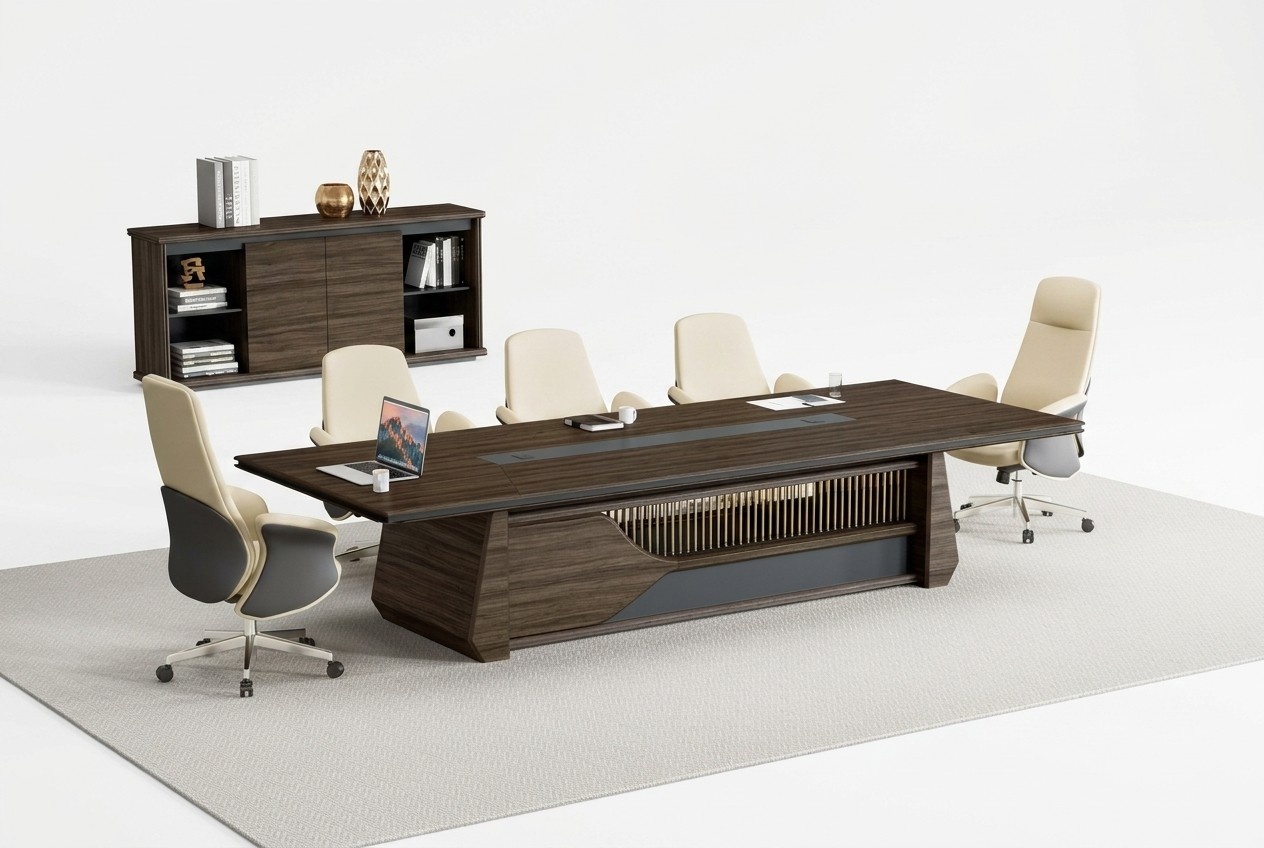 Brauner Konferenztisch Designer Besprechungstisch Arbeitszimmer Möbel