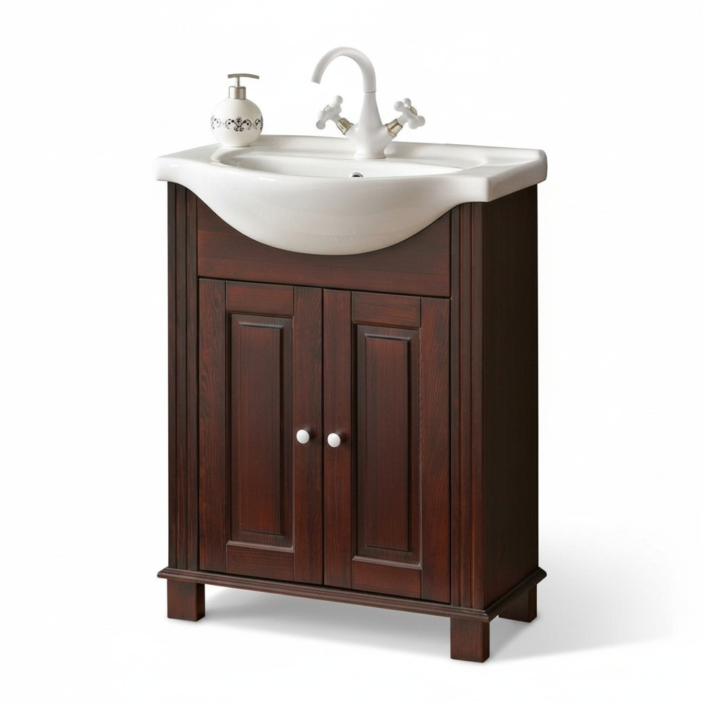 Brauner Waschtisch Unterschrank Hochwertige Waschbecken Badezimmer Möbel 65cm