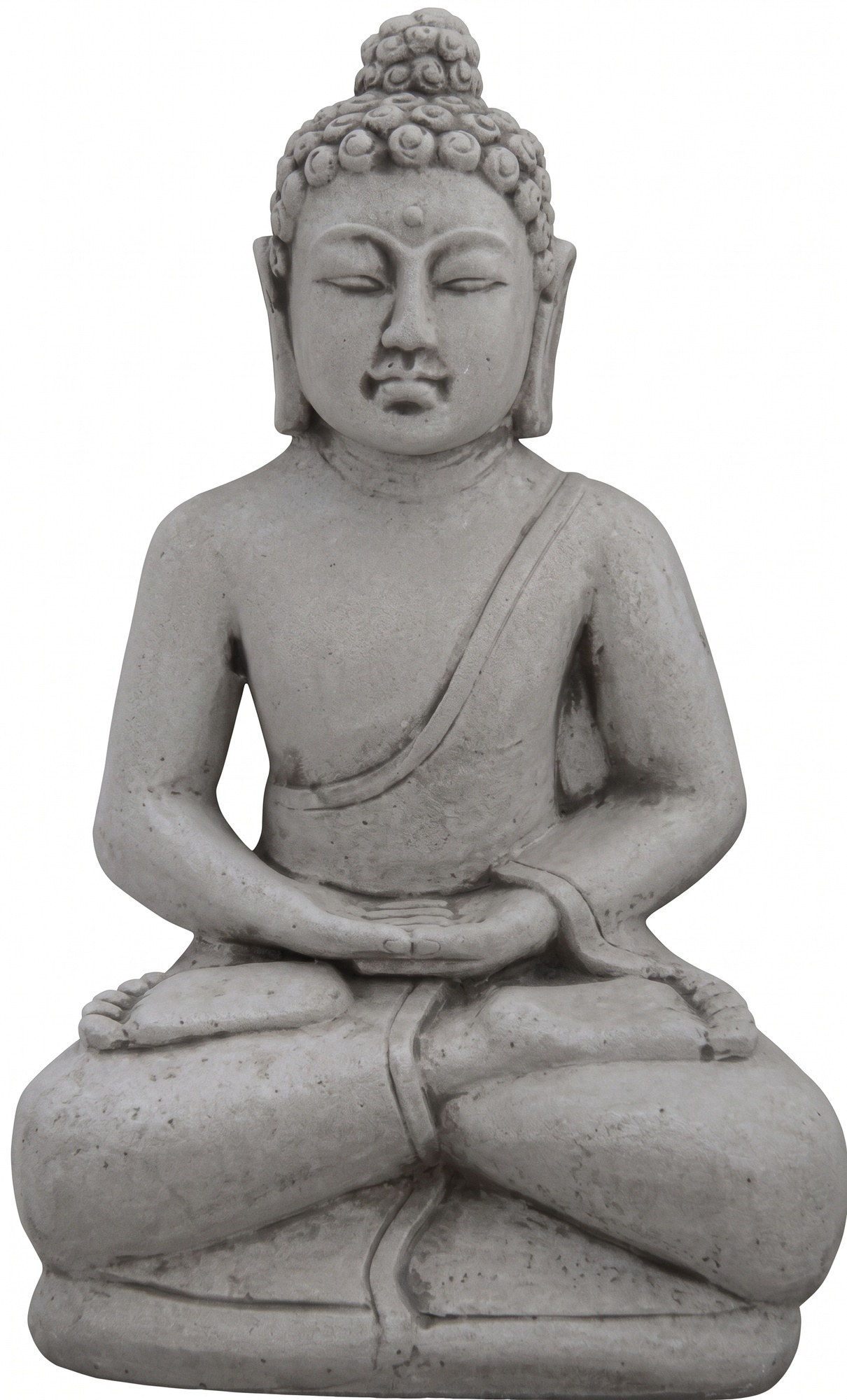 Buddha Skulptur in Steinoptik. Große Skulptur für Garten und Wohnbereich