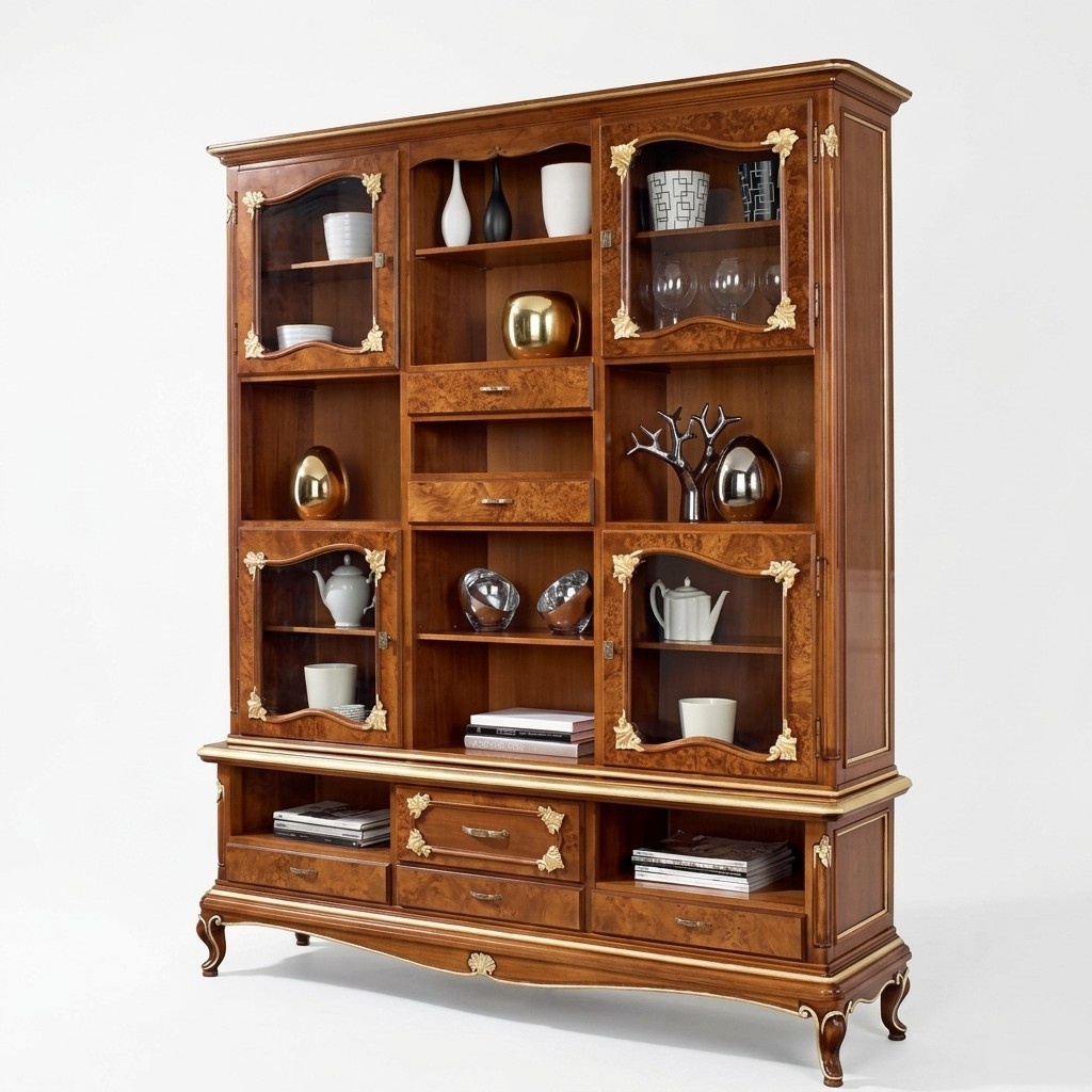 Bücher Regal braun Vitrinen Schrank Bücherschrank Vitrine Bücherregal Regale, Neu.